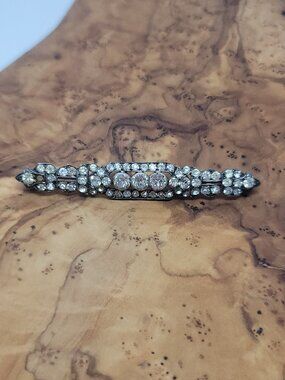 Antique Art Deco French Paste & Sterling Bar Brooch